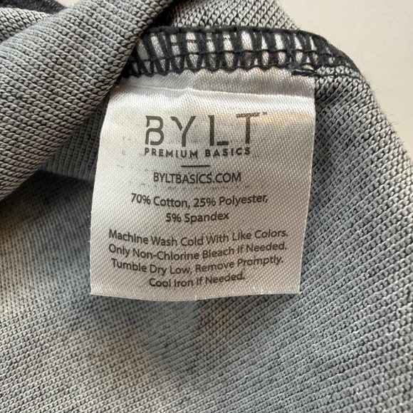 BYLT Premium Basics Men's Dark Gray Crew Neck Split Hem T-Shirt Size S LUX - Picture 4 of 5